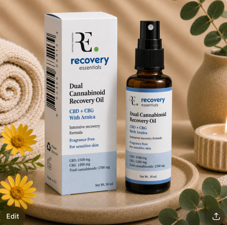 Intenzív regeneráló olaj + Arnica – CBD 1500 mg + CBG 1200 mg – Illatmentes – 30 mL