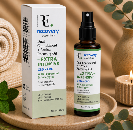 Extra intenzív regeneráló olaj + Arnica – CBD 1500 mg + CBG 1200 mg – Borsmenta-Eukaliptusz – 30 mL