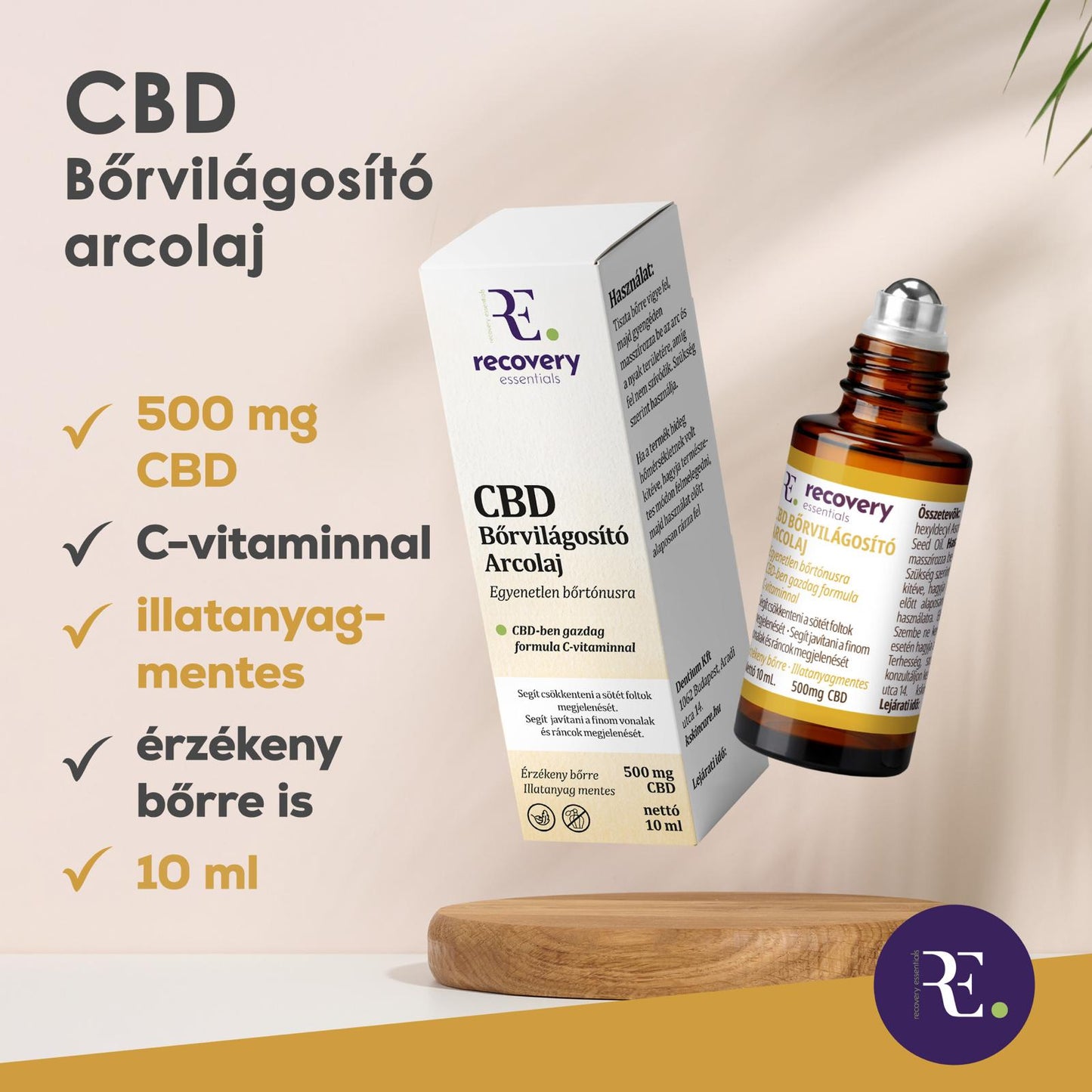 CBD Fényesítő Arcolaj – 10 mL (500 mg CBD)